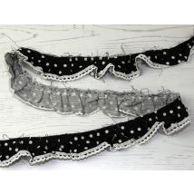 Stephanoise Frilled Spotty Denim Trim Black