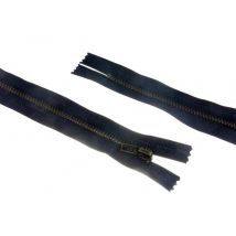 Opti Antique Metal Closed End Jean Zips Navy Blue