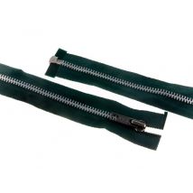 YKK Silver Metal Open End Zips Green