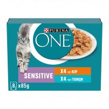Purina ONE Sensitive - Huhn & Thunfisch - 8 x 85 g
