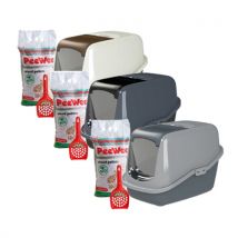 PeeWee EcoHus Katzenklo Starter-Paket - Schwarz