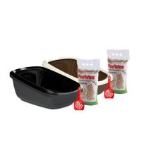 PeeWee EcoGranda Katzenklo Starter-Paket - Schwarz