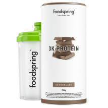 foodspring Protéine 3K | 750 g | Chocolat | Protéines en Poudre | Avec des Protéines de Caséine et d'Oeuf