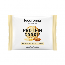 foodspring Cookie Protéiné | 50 g | Chocolat Blanc et Amandes | Collation Protéinée | Sans Huile de Palme