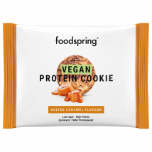 foodspring Cookie Protéiné Vegan | 50 g | Caramel Salé | Collation Protéinée | Biscuit 100% Végétal