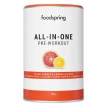 foodspring All-in-One Pre-Workout | 350 g | Orange et Citron | Soutien Pré-Entraînement | Sans sucres et Sans Matières Grasses
