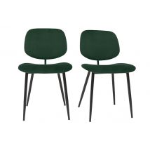 Chaises en tissu velours vert et métal noir (lot de 2) TOBIAS