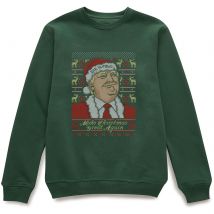 Make Christmas Great Again Donald Trump Men's Green Christmas Jumper - L