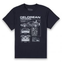 Zurück In Die Zukunft Delorean Schematic T-Shirt - Blau - M
