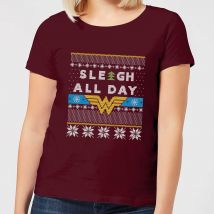 Wonder Woman 'Sleigh All Day Women's Christmas T-Shirt - Burgundy - XL