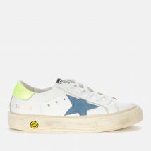 Golden Goose Kids' May Leather and Suede Trainers - White/Ice/Navy Blue - UK 11 Kids