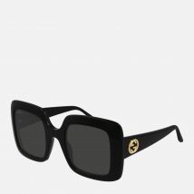 Gucci Women's GG Square Frame Acetate Sunglasses - Black/Black/Grey