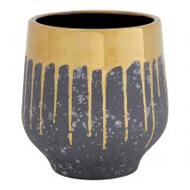 Cyrus Ceramic Planter - Grey & Gold - Large