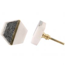 Stone and White Ceramic Drawer Pull