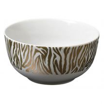 Zebra Print Porcelain Rice Bowl with Gold Rim