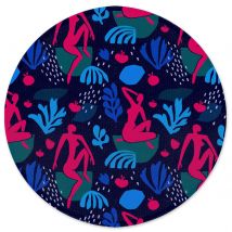 Decorsome Silhouete And Leaves Round Bath Mat