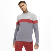 11 Degrees Carbon Panel Sweatshirt – Anthracite / Silver / Red - XS