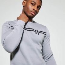 11 Degrees Chest Stripe Sweatshirt – Silver / White - S