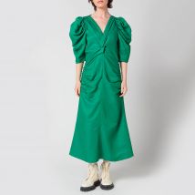 Proenza Schouler Women's Linen Viscose Shirred Sleeve Dress - Bright Green - US 10/UK 14