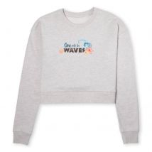 Moana One With The Waves Women's Cropped Sweatshirt - Ecru Marl - XL - Ecru marl