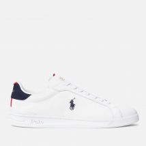 Polo Ralph Lauren Men's Heritage Court Premium Leather Cupsole Trainers - White/Navy/Red - UK 8