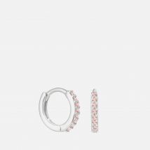 Astrid & Miyu Women's Pink Tourmaline Huggies - Silver