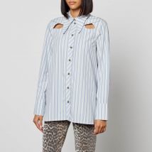 Ganni Cutout Striped Organic Cotton-Poplin Shirt - EU 36/UK 8