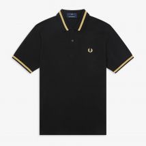 Fred Perry Men's Single Tipped Fred Perry Polo Shirt - Black/Champagne - 40 /M