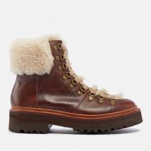Grenson Nettie Leather and Shearling Hiking-Style Boots - UK 3