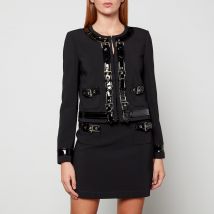 Moschino Faux Patent Leather-Trimmed Cady Jacket - IT 44/UK 12