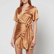 Never Fully Dressed Vienna Satin Wrap Mini Dress - S