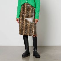 Ganni Snake-Print Faux Leather Wrap Midi Skirt - EU 36/UK 8