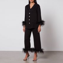 Sleeper Party Feather-Trimmed Crepe de Chine Pyjama Set - XL