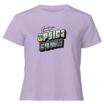 Stranger Things Greetings From The Upside Down Women's Cropped T-Shirt - Lilac - XS