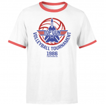 T-Shirt Top Gun Tournoi de volley-ball Unisexe - Blanc/Rouge - XXL