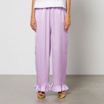 Crās Hunter Ruffle-Trimmed Satin Trousers - EU 34/UK 6