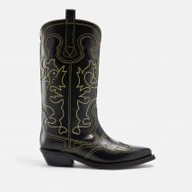 Ganni Women's Embroidered Leather Western Boots - UK 3