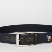 PS Paul Smith Zebra Leather-Trimmed Canvas Belt - W30