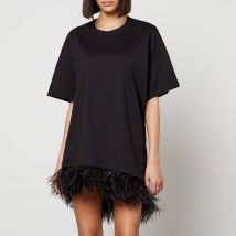 Marques Almeida Feather-Trimmed Cotton T-Shirt Dress - M