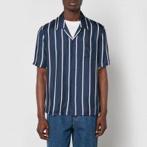AMI Camp Collar Striped Silk Shirt - EU 41/XL