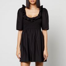 Ganni Smocked Cotton-Poplin Mini Dress - EU 36/UK 8