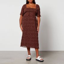 Ganni Printed Plissé-Georgette Midi Dress - EU 40/UK 12
