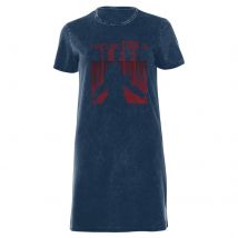 Predator Time To Bleed Women's T-Shirt Dress - Navy Acid Wash - XXL - Navy Acid Wash