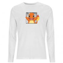 Pokémon Pokédex Charmander #0004 Men's Long Sleeve T-Shirt - White - S