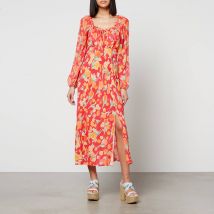 Rixo Olimani Floral-Print Chiffon Midi Dress - UK 14