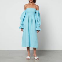 Sleeper Atlanta Shirred Linen Off-The-Shoulder Dress - XS