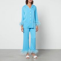 Sleeper Party Feather-Trimmed Crepe de Chine Pyjama Set - M