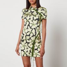 De La Vali Trapeze Floral-Print Satin Mini Dress - UK 14