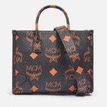 MCM Small Munchen Coated Canvas Tote Bag
