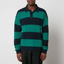 Drôle de Monsieur Le Polo Piqué Rayé Wool-Blend Polo Shirt - XL